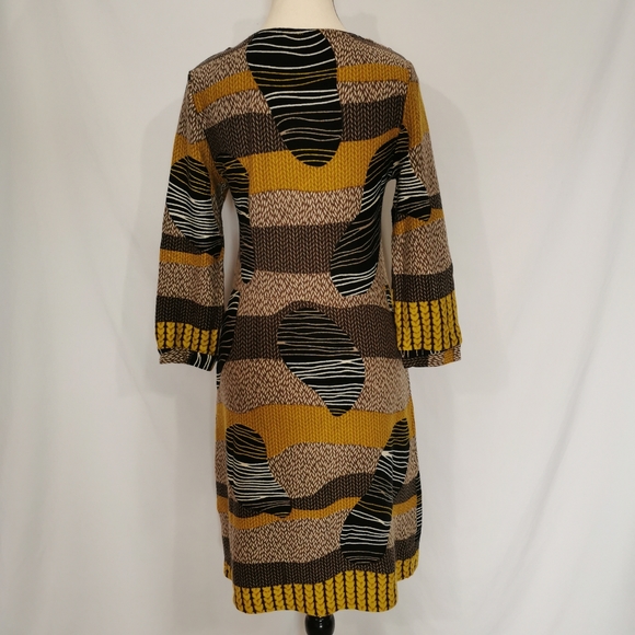 Aryeh by Anthropologie Boho Knit Dress in Black, Grey & Mustard Yellow - Sz S - Picture 3 of 7